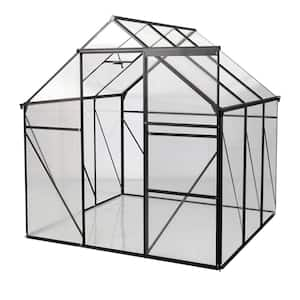 75 in. W x 75 in. D x 77 in. H Outdoor Backyard Black Aluminum Frame Walk-In Polycarbonate Greenhouse