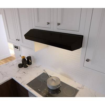 Breeze I 30 in. Convertible Under Cabinet Range Hood with Lights in Black