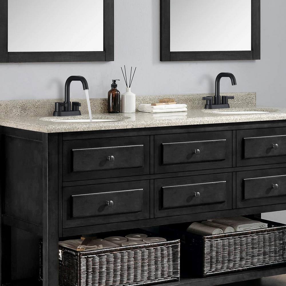 Matte Black Stainless Steel Double Handle High Arc Faucet