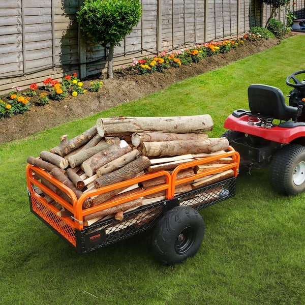ATV Dump Trailer, 1500 lbs. Capacity 15 cu. ft. Total, Steel, Tow-Behind Garden Cart with Removable Sides, 2-Tires