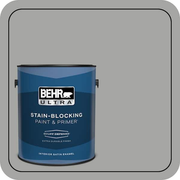 BEHR ULTRA 1 gal. #PPU24-18 Great Graphite Extra Durable Satin Enamel Interior Paint & Primer