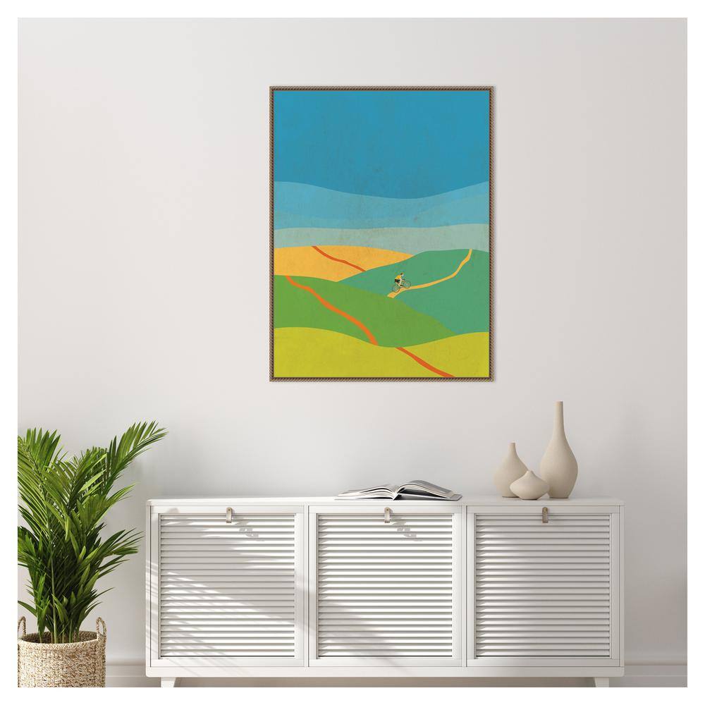 Large Vibrant Abstract Landscape Canvas with Bronze Frame