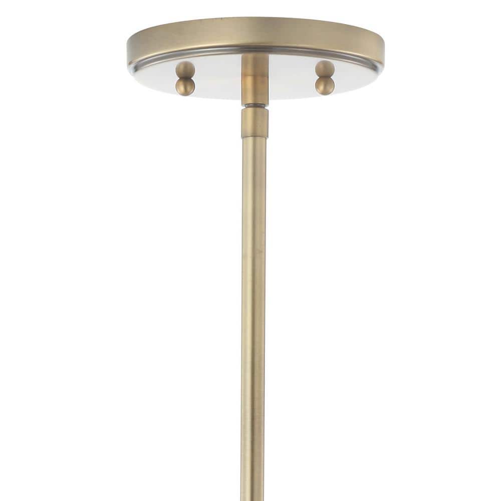 Kurtz 9.5" Brass Gold & White Glass LED Pendant with Adjustable Drop