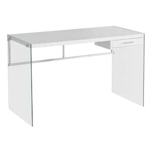 Twin Star Home 40 in. W Corner White Metal Computer Desk with USB 