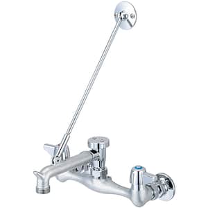 2-Handle Wall Mounted Service Sink Utility Faucet in Rough Chrome