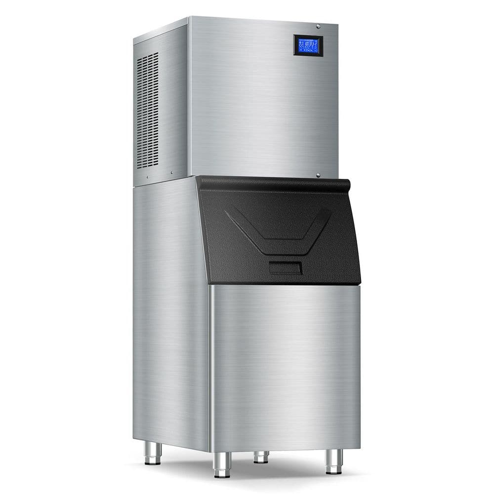 22.28 in. 500 lbs./Day Full Size Cube Commercial Freestanding Ice Maker with 350 lbs. Storage in Stainless Steel