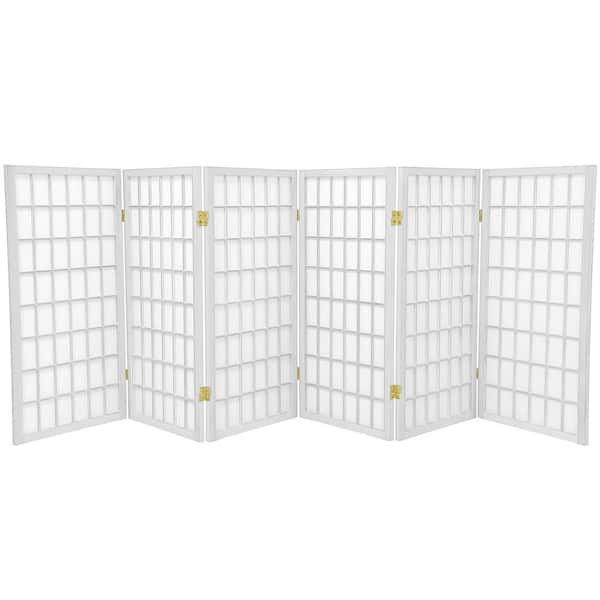 Oriental Furniture 3 ft. Short Window Pane Shoji Screen - White - 6 Panels