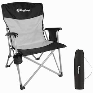 Gray Polyester Camping Chair with Cupholder, Pocket