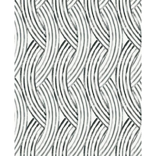 A-Street Prints Zamora Black Brushstrokes Black Wallpaper Sample