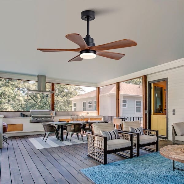 42.0 in. Antique Black Brown Wood Mount Standard Ceiling Fan with LED Light and Remote Included