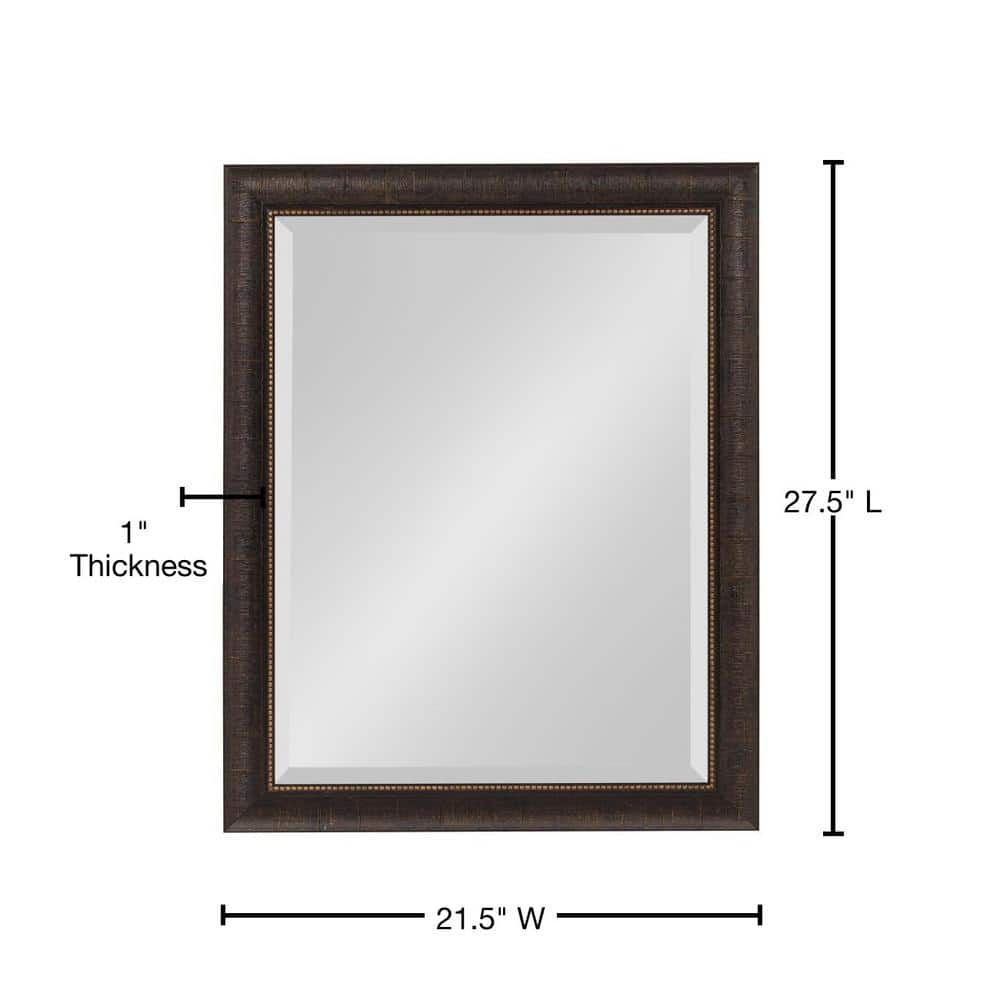 Aldridge Bronze Rectangular Wall Mirror with Beaded Frame