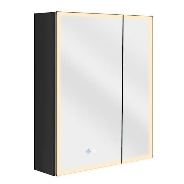 Unbranded 32 in. W x 30 in. H Rectangular Aluminum Wall Mount Flip-Out Magnifying Medicine Cabinet with Mirror Anti-Fog