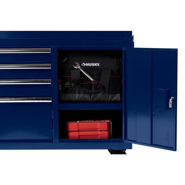 Husky 56 in. W x 24.5 in. D Deep 5-Drawer 1-Door Gloss Blue Deep