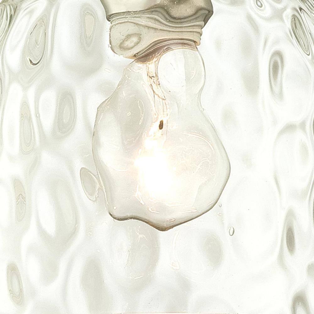 Brushed Nickel Mini Pendant with Clear Hammered Glass Shade