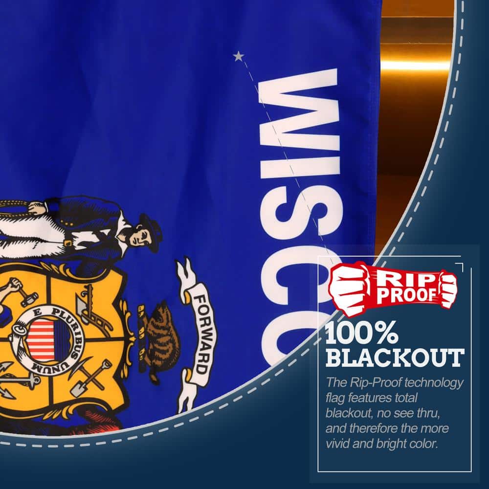Rip-Proof Double Sided 3-Ply Wisconsin State Flag 3x5 Foot