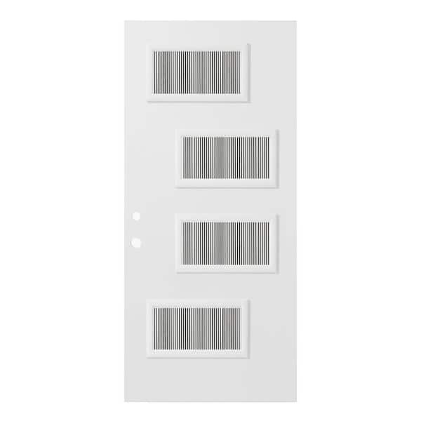 Stanley Doors 32 in. x 80 in. Beatrice Flutelite 4 Lite Painted White Right-Hand Inswing Steel Prehung Front Door