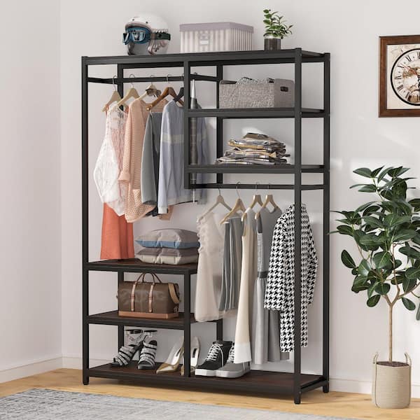 Tribesigns Brown Steel Freestanding Clothing Rack with Tree Shaped