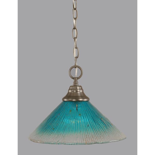 Unbranded Kingston 100-Watt 1-Light Brushed Nickel Bowl Mini Pendant Light with Glass Shade