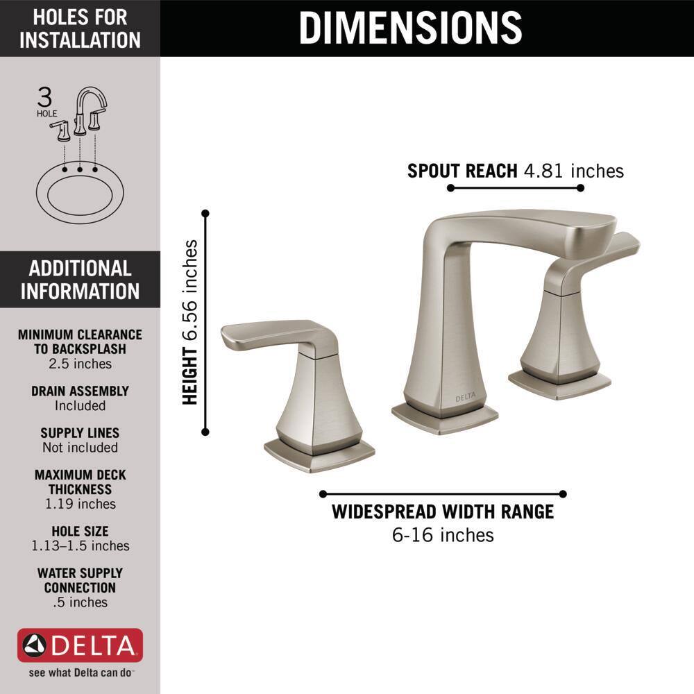 Vesna 3-Hole Widespread Nickel Bathroom Faucet with Drain Assembly