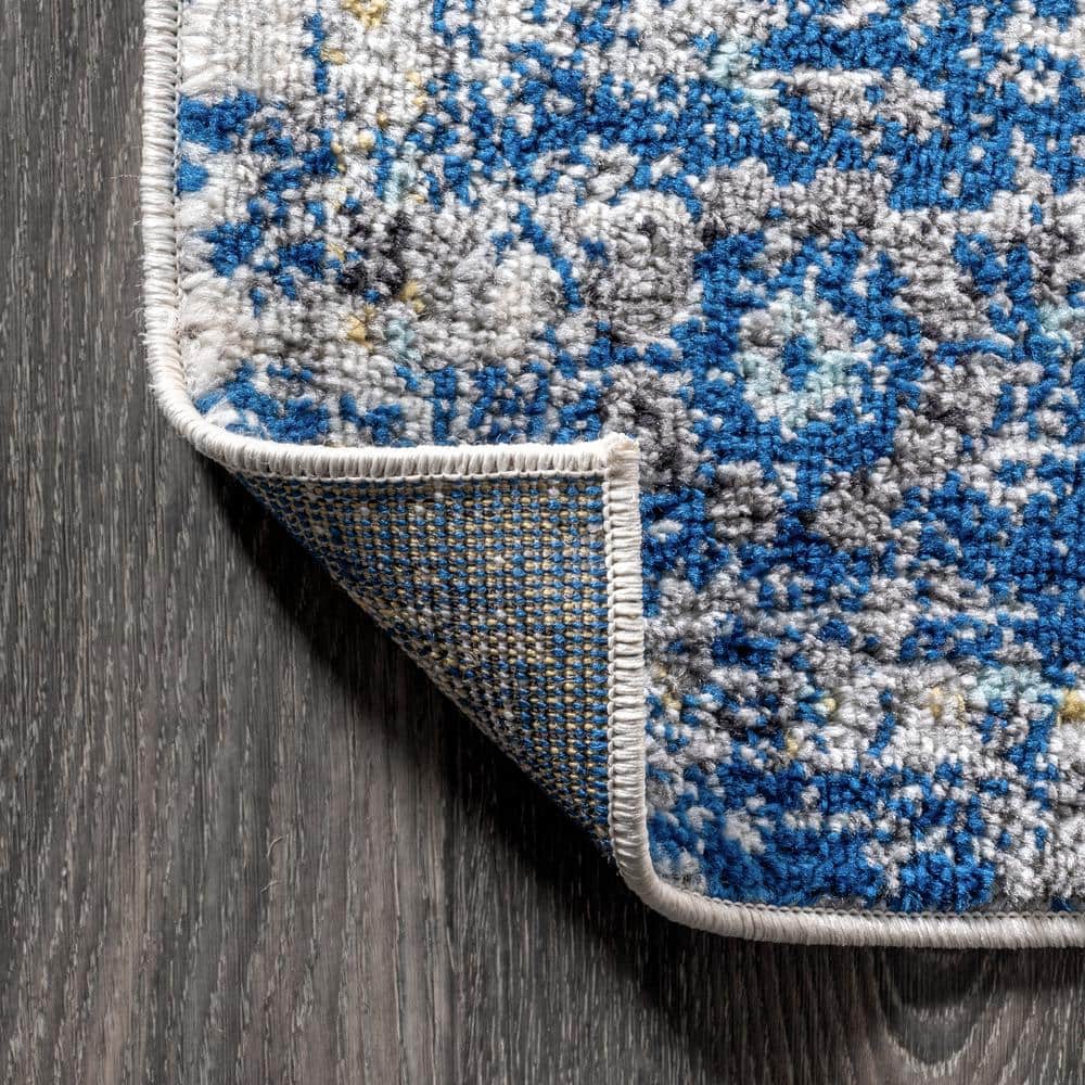 Reversible Rectangular Medallion 8' x 10' Blue Synthetic Area Rug