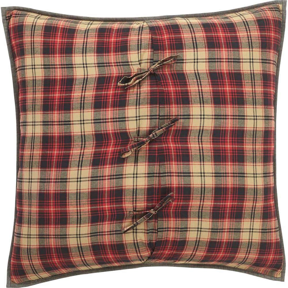 Cumberland Quilted Euro Sham in Red and Black Cotton