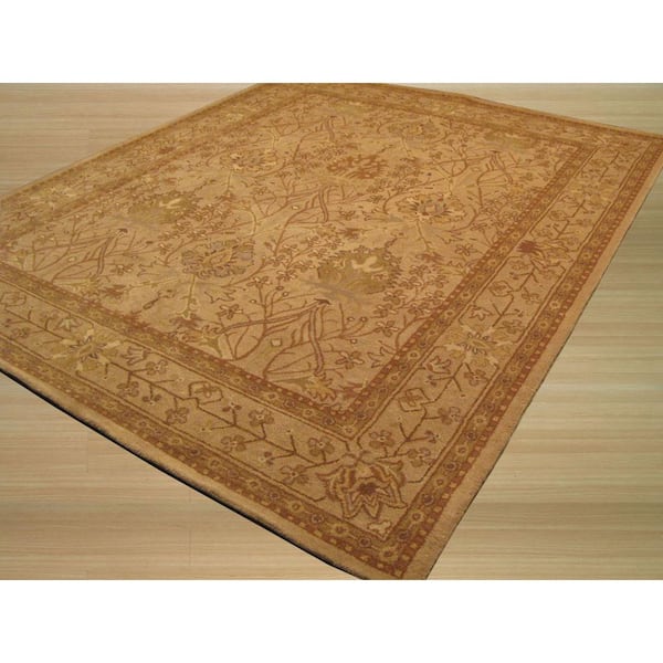 Beige/ Dark brown 2 ft. 6 in. x 10 ft. Hand-Tufted Wool Traditional Morris Area Rug