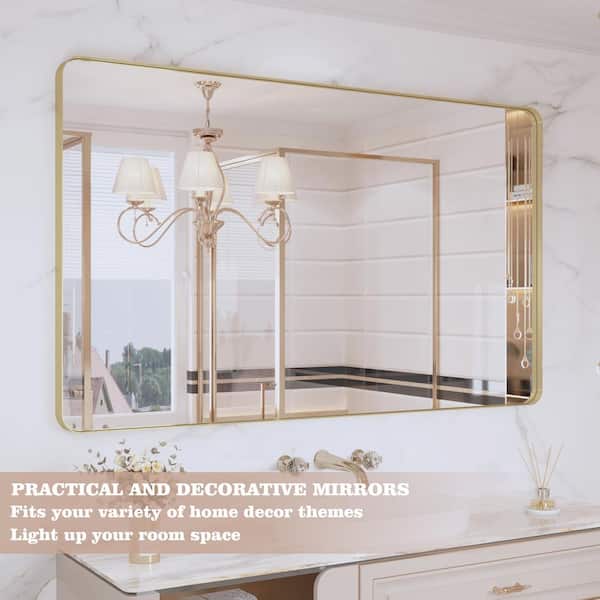 Klajowp 40 in. W x 24 in. H Rectangular Framed Wall Mounted Bathroom Vanity  Mirror in Brushed Gold RM01-4024-70 - The Home Depot