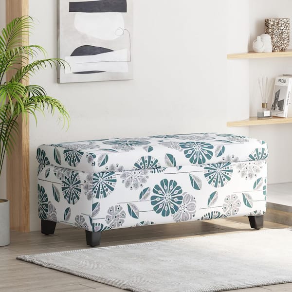 CHRISTOPHER KNIGHT HOME Ramona Multicolor Solid Wood Fabric Rectangle Storage Ottoman
