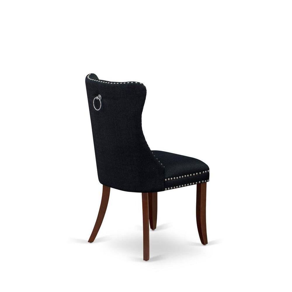 Mahogany 3-Piece Dining Set with Black Upholstered Chairs