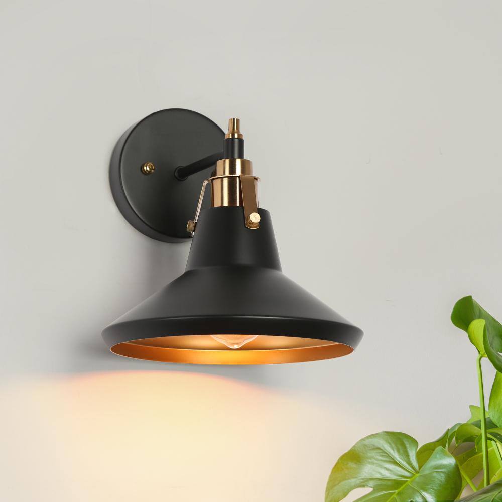Tencanonia Industrial 8.5 in. 1-light Black Bedroom Vanity Light, Modern Wall Sconce with Brass Interior Finish price history on PriceWatchPro