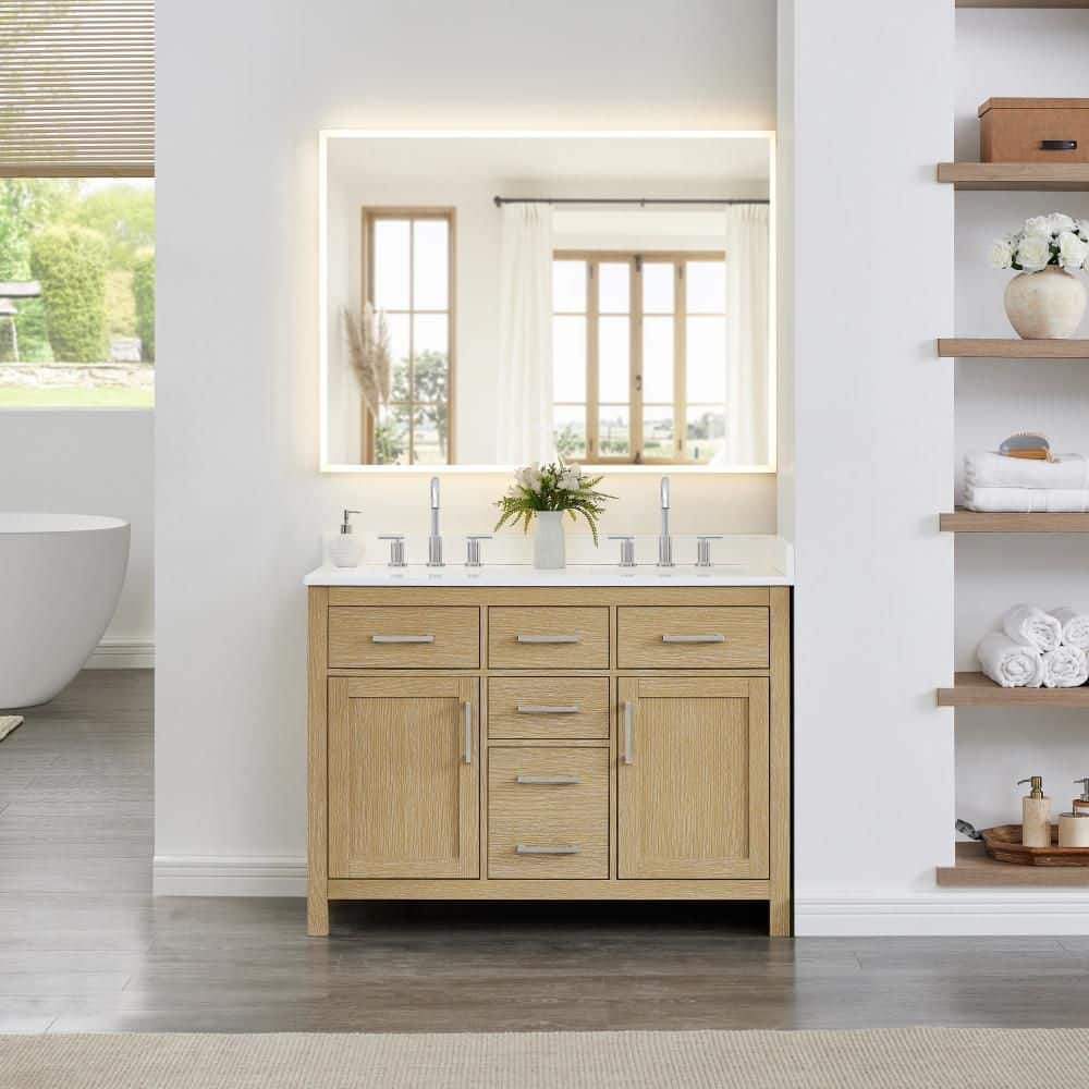 Beckett 48 in. Double Freestanding Whitewashed Oak Bath Vanity with Top price history on PriceWatchPro