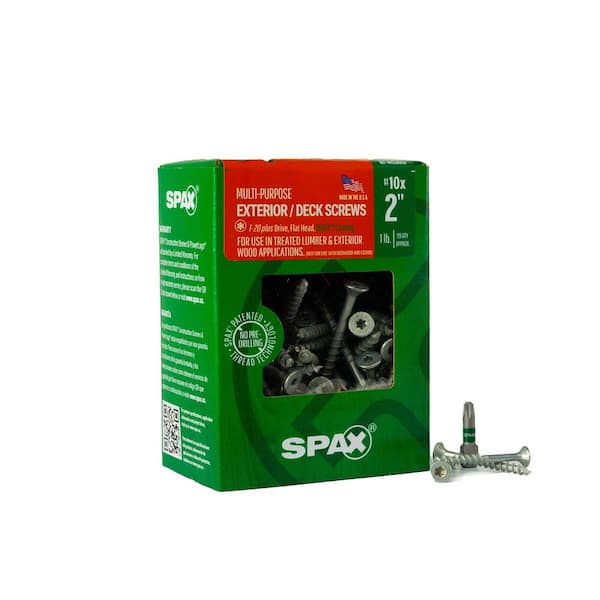 SPAX #10 x 2 in. Exterior Flat Head Deck Wood Screws Construction Torx T-Star Plus (99 Each) 1 LB Bit Included