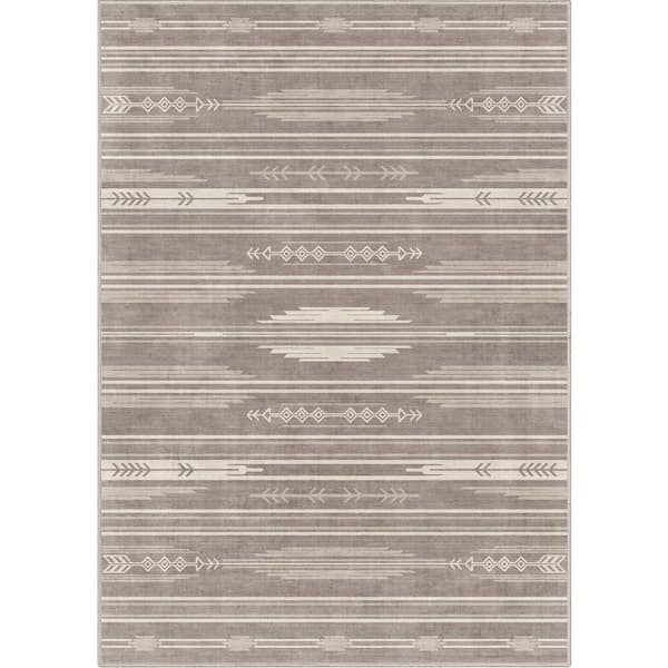 Well Woven Beige 5 ft. 3 in. x 7 ft. 3 in. Apollo Bismarck Tribal Moroccan Area Rug