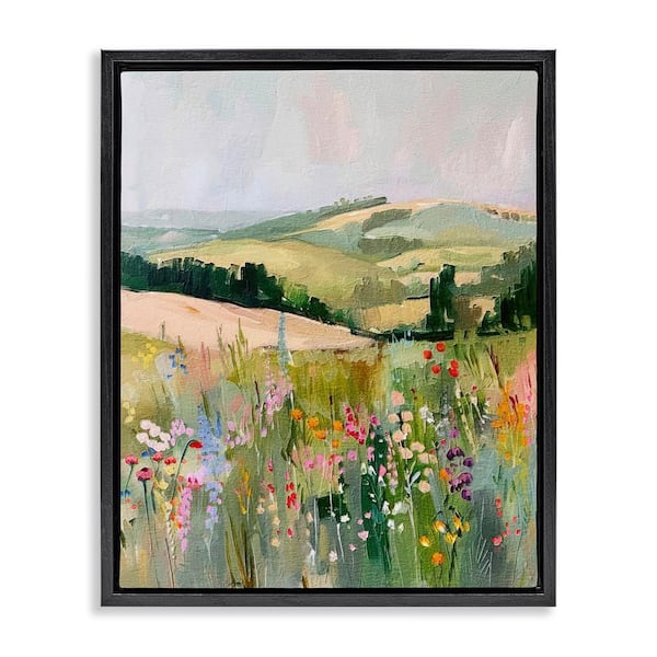 Stupell Industries Pastel Countryside Meadows by RileyB Black Floater Frame Nature Graphic Art Print 31 in. x 25 in.