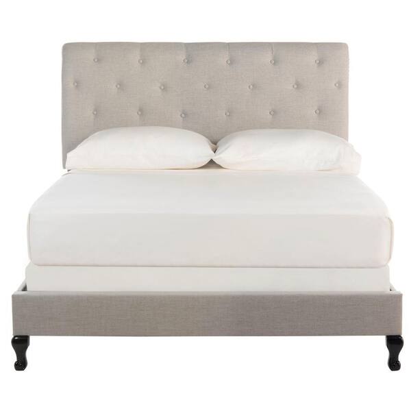 SAFAVIEH Hathaway Light Grey Queen Upholstered Bed