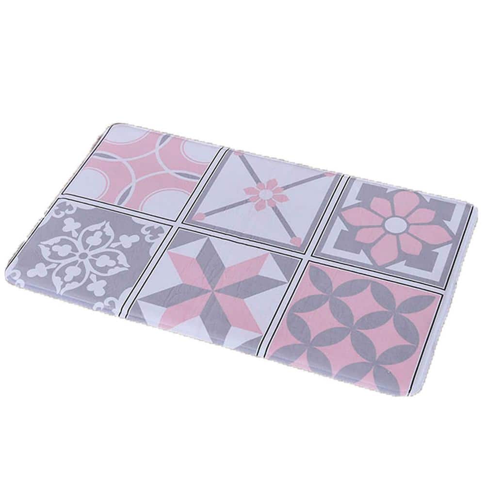 EVIDECO French home goods Bastide Pink Printed Microfiber Mat Bath Rug