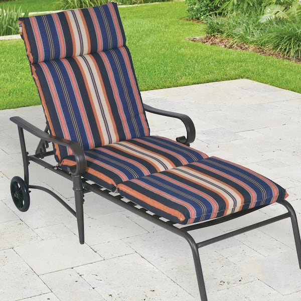 Hampton Bay Caprice Stripe Deep Seating Outdoor Chaise Lounge Cushion 7227 02523111 The Home Depot