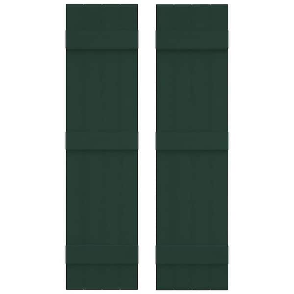 Builders Edge 14 in. W x 55 in. H Vinyl Exterior Joined Board and Batten Shutters Pair in Midnight Green