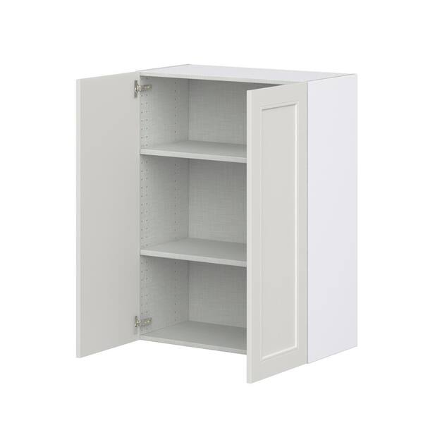 J COLLECTION 30 in. W X 40 in. H X 14 in. D Littleton Painted Light Gray Recessed Assembled Wall Blind corner Kitchen Cabinet