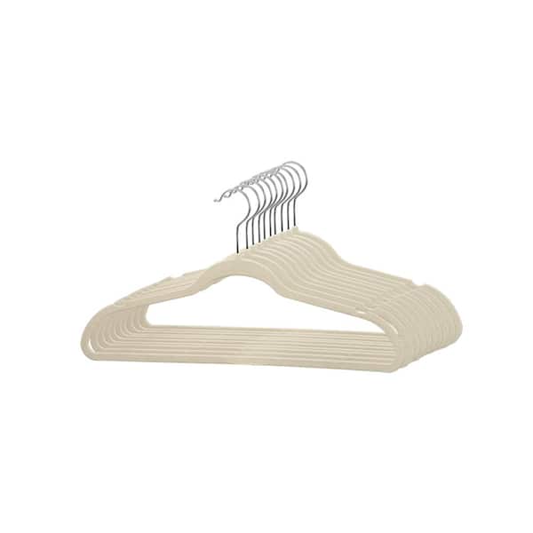 Housewares Goods Ultra Thin Non Slip Velvet Shirt Hangers, 50 Pack, Ivory, Beige