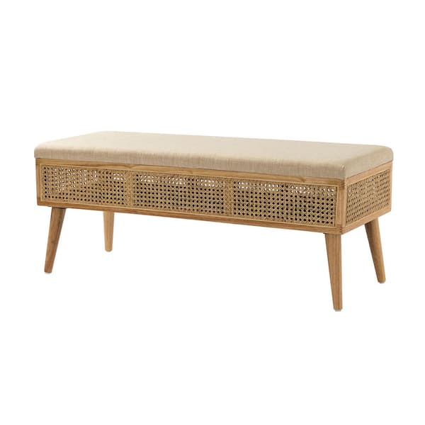 JAYDEN CREATION Leucas 43.5 in. W x 16 in. D x 17.2 in. H Bench with Solid Wood Legs