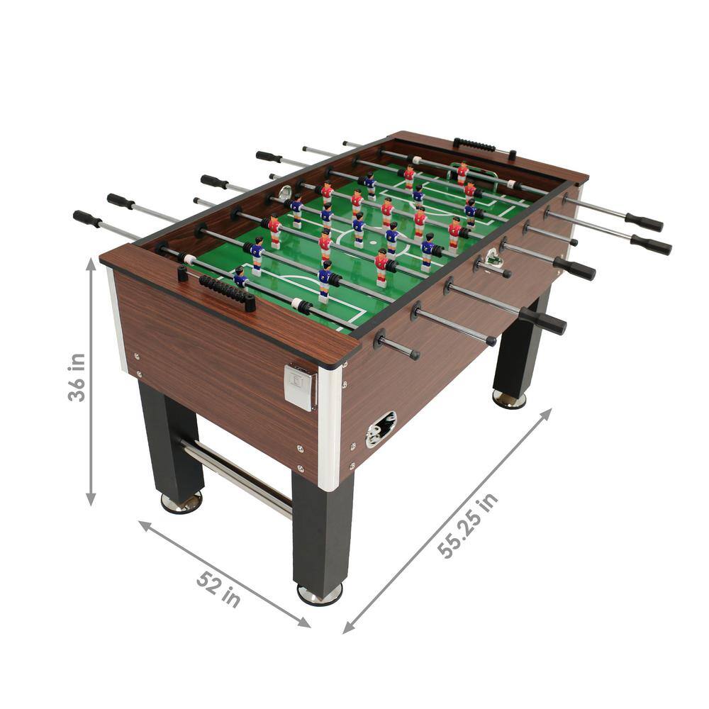 Sunnydaze 55-Inch Brown Faux Wood Foosball Table with Drink Holders