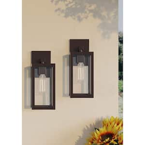 Martin 13 in. Bronze Outdoor Hardwired Wall Lantern Sconces with No Bulbs Included (2-Pack)