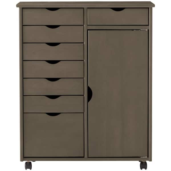 Home Decorators Collection Stanton 8-Drawer Double Wide Storage Cart in Antique Grey