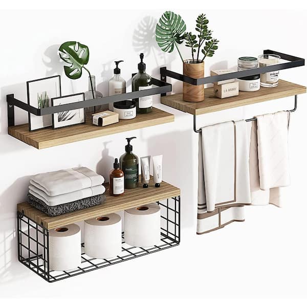 Cubilan 16.33 in. W x 6.29 in. D Natural Wood Decorative Wall Shelf, Wall Mounted Floating Shelves