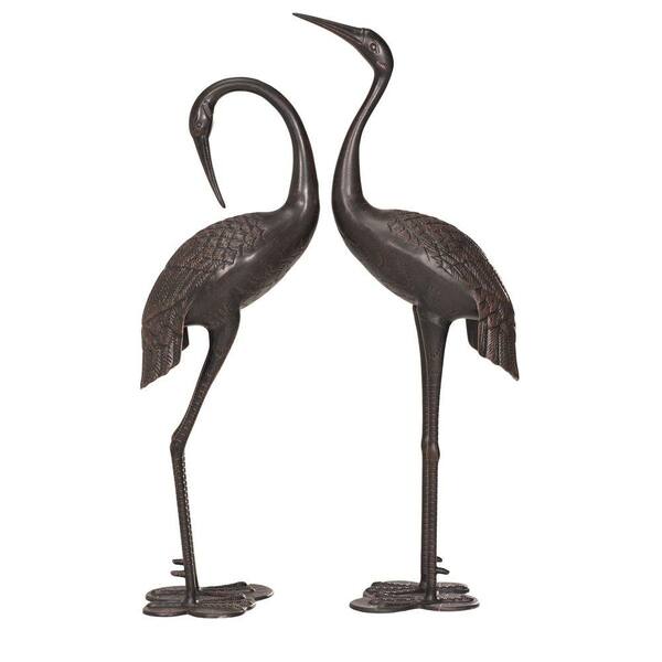 Sunjoy 2-Piece Cast Aluminum Crane Set Garden Statues