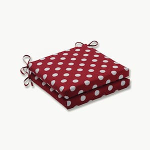 20 in. x 20 in. Outdoor Dining Chair Cushion in Red/White (Set of 2)