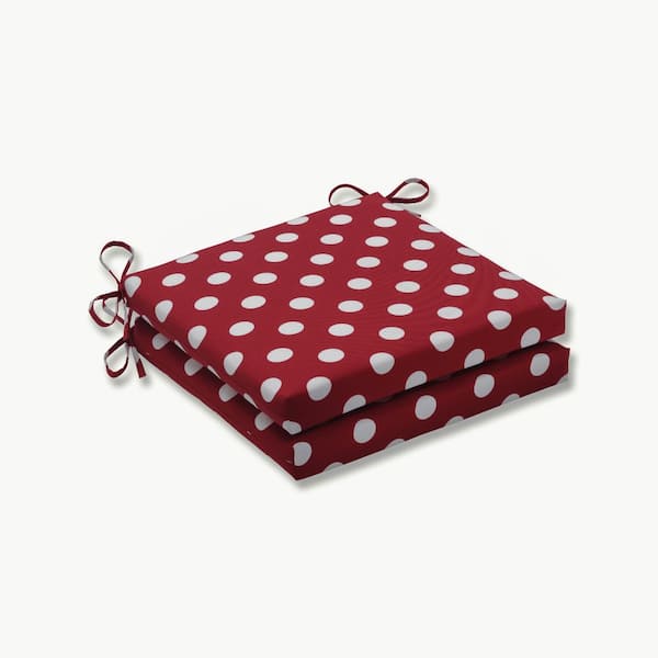 Pillow Perfect 20 in. x 20 in. Outdoor Dining Chair Cushion in Red/White (Set of 2)