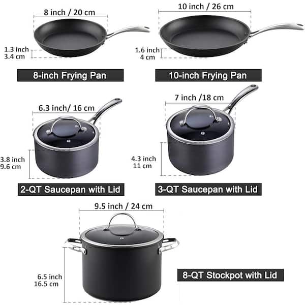 Cooks Standard 8-Piece Nonstick Hard Anodized Cookware Set, Black