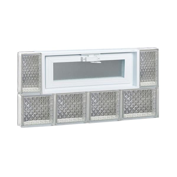 Clearly Secure 25 in. x 13.5 in. x 3.125 in. Frameless Diamond Pattern Vented Glass Block Window
